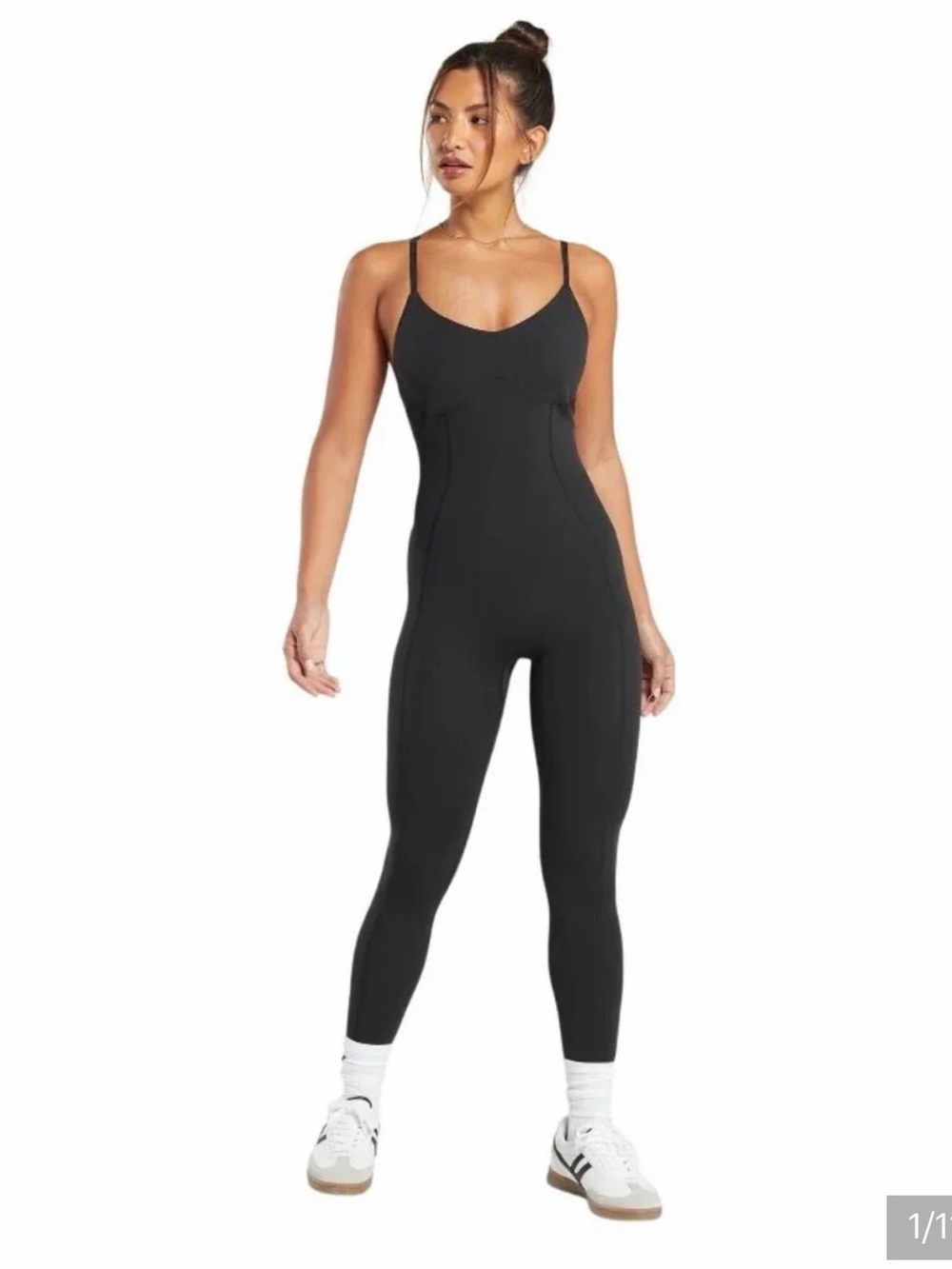 Gymshark Black Slim-Strap Unitard Jumpsuit